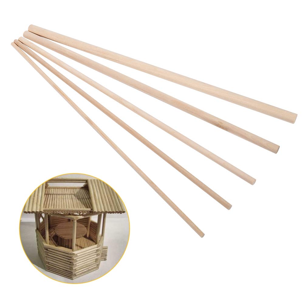 5 Sizes10pcs 30cm Long DIY Wooden Arts Craft Natural White birch Sticks Dowels Pole Rods Sweet Trees Wood Tool for Sand Table model Scene Decoration Housing Model(5MM*30CM)