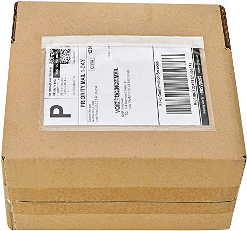 SJPACK 500 7.5" x 5.5" Clear Adhesive Top Loading Packing List/Label Envelopes Pouches