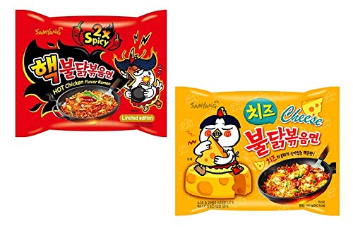 Sam YangInstant Korean Noodles - 140 gm (Pack of 2) (Imported) (2X Spicy & Cheese)