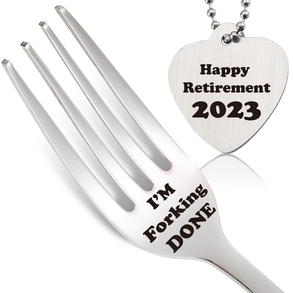 Happy Retirement Gifts For Women, Men, Friends, Men, Going Away Gift For Coworker, Women, Leaving Gifts For Women,Funny Fork Gifts for Co-worker,Goodbye Gifts For Coworkers