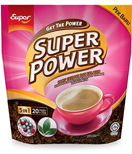 2-Pack / Malaysia Brand/Super Power 5 In 1 Premium Instant Coffee/With Herbal Extract of Kacip Fatimah & Collagen/Delicious Health Boost For Ladies/A Shot Of Collagen In Your Morning Coffee/20s x 22g/pack