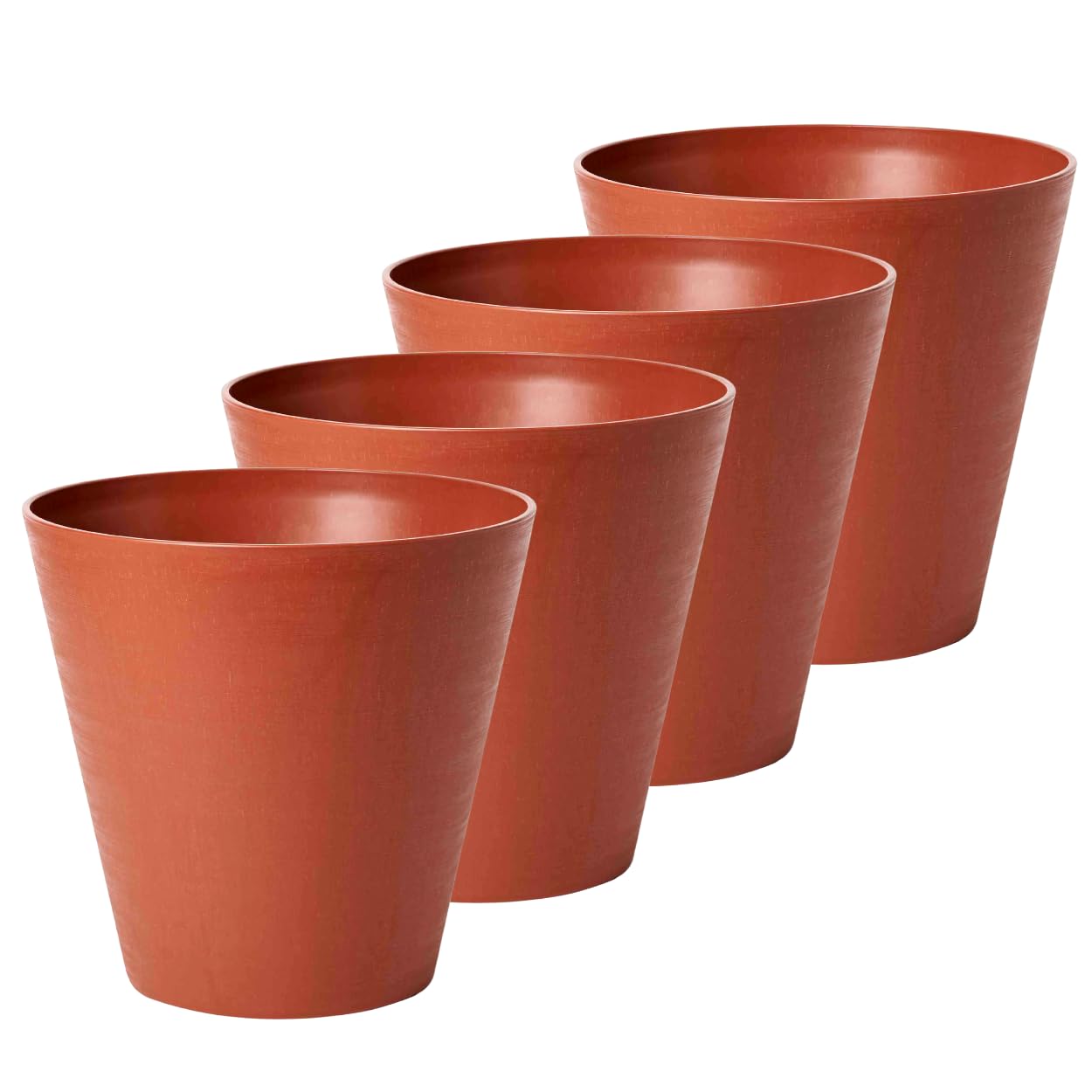 TeraplastRecyclable Planter Pot | 100% Made from Waste & Recycled | Made in Italy | Self Watering | Hoop Clay 6.3x6 | 4 Pack