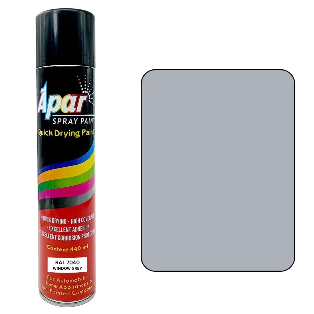 APAR Spray Paint RAL 7040 (Window Grey) - 440 ml, For Industrial Powder coatings, paintings.