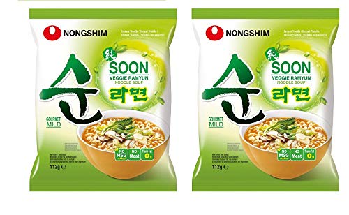 Nongshim Soon Veggie Ramyun Noodles 112 Grams (Pack of 2) Vegetarian