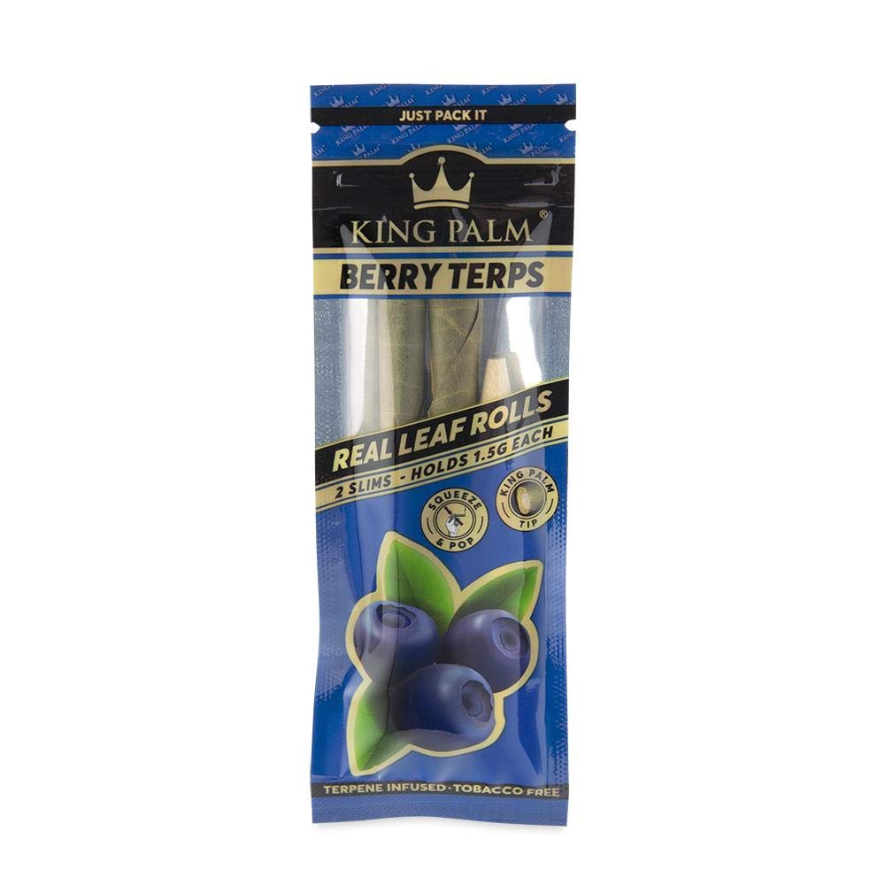 KING PALMFlavors Slim Size Cones - 1 Pack, 2 Rolls - Terpene Infused - Squeeze & Pop Pre Rolls - Organic Flavored Pre Rolled Cones - King Palm Flavors Pre Rolls (Berry Terps)