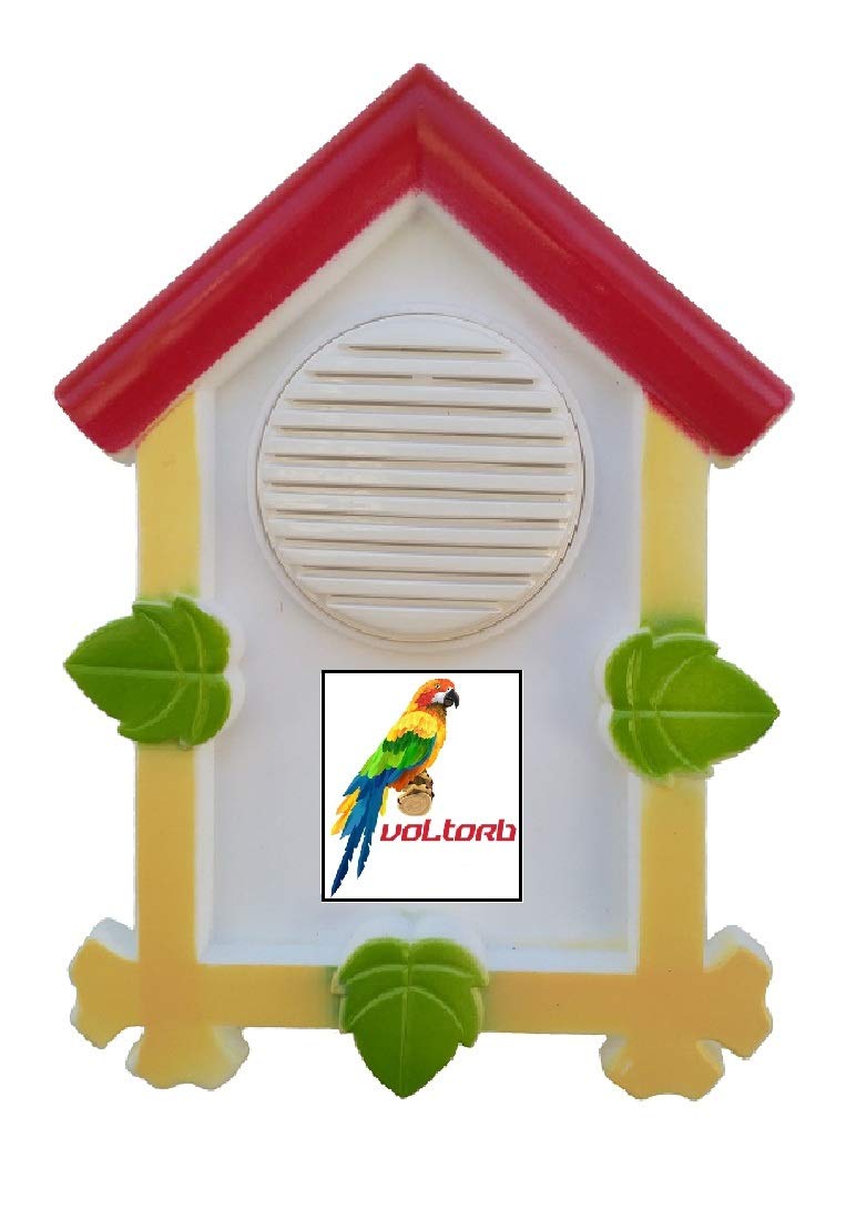 VOLtORb Sweet Home Special House Shape Glossy Finish Single Parrot Tune Wired Plastic Door Bell (18.5 x 13 x 3.5 cm, Multicolour)