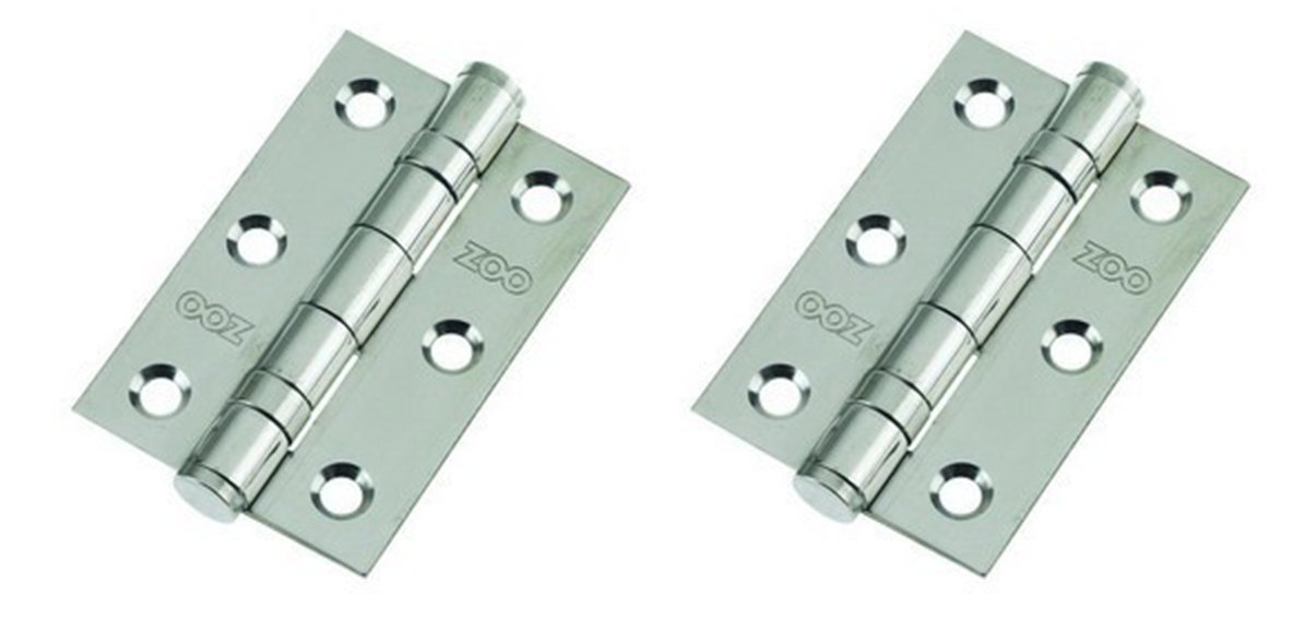 Door Hinge 3" 75mm Ball Bearing Hinges Polished Chrome Suit Internal Doors Pair