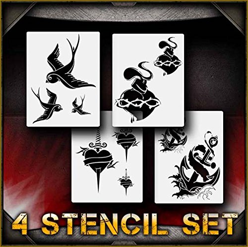 Tattoo Flash Set AirSick Airbrush Stencil Template