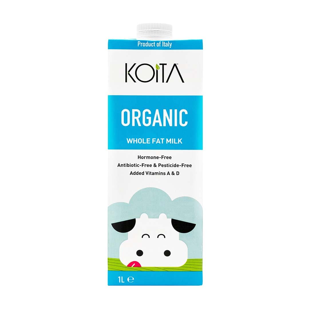 Koita Italian Milk Enriched Vitamins A & D3,Fat Content, EU Certified Organic (Organic Whole Fat Milk, 1L Pack)