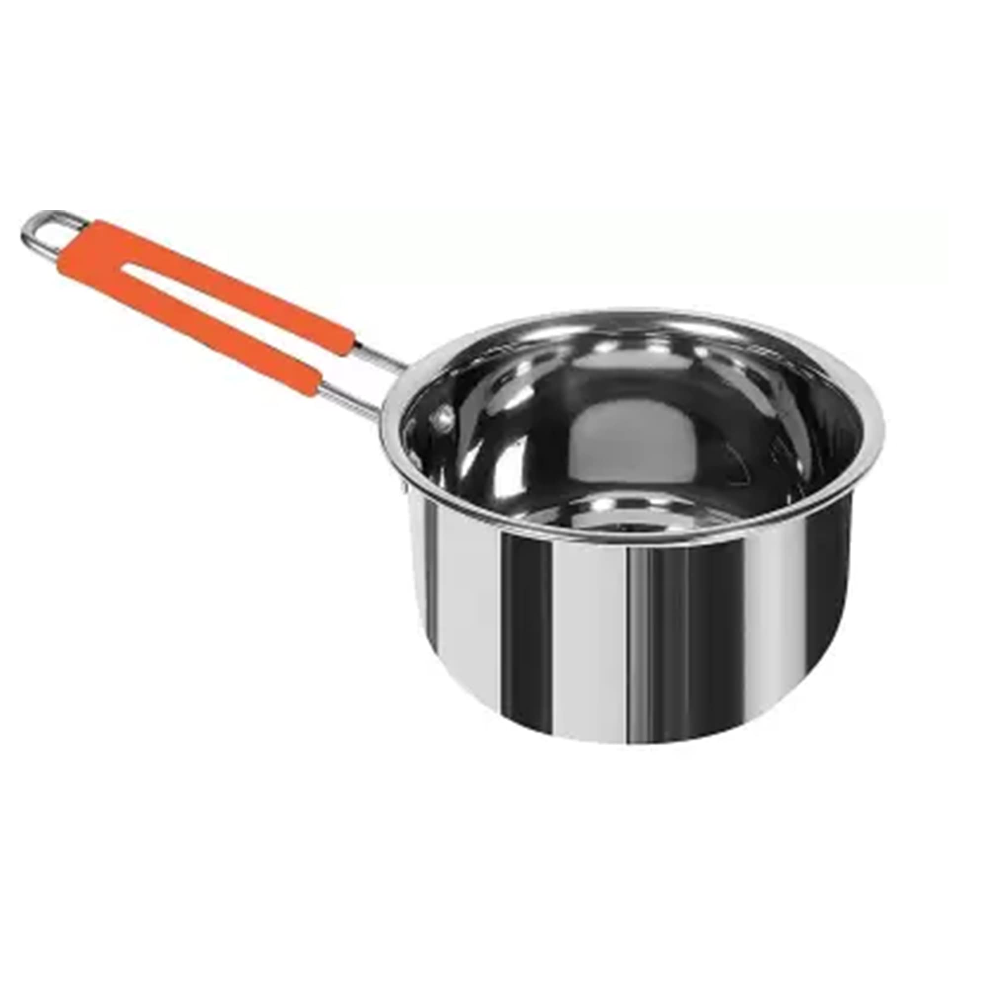 IDEAL PRIME Heavy Duty Stainless Steel Saucepan 0.5 Liter Induction Bottom | Steel Milk/Tea Pan Donga/Patila with Essy Grip Silicon Handle Pack of 1