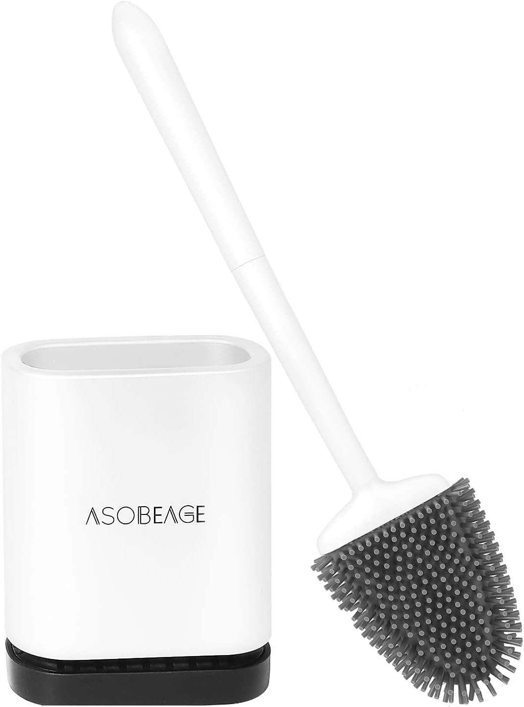 ASOBEAGESilicone Toilet Brush with Quick-Drying Holder, Toilet Brush Wall Mounted for Bathroom and Toilet