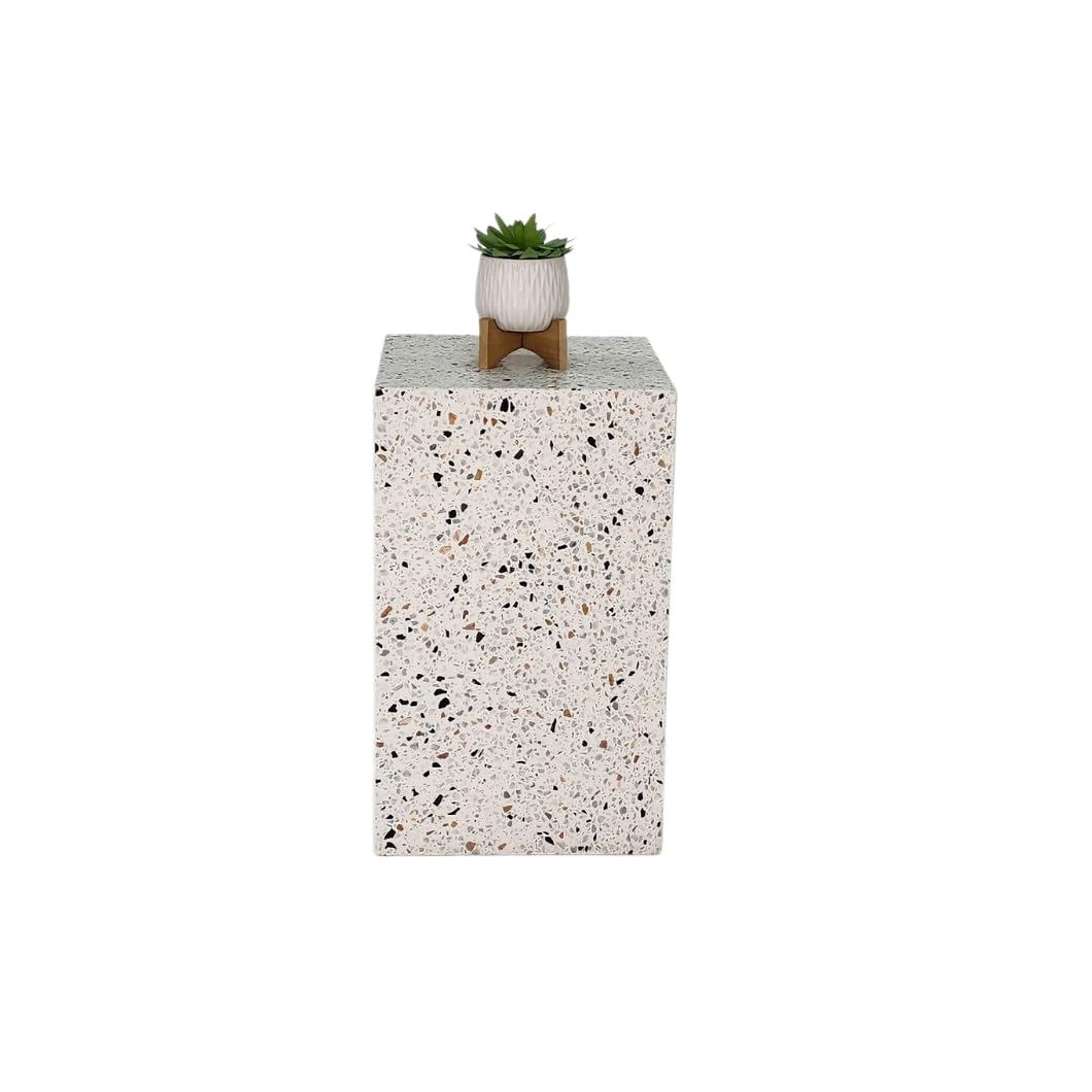 LAMAC CRAFTS - Natural Marble Side Table/Coffee Table/Plinth table 30X30X50cm (Terrazzo)