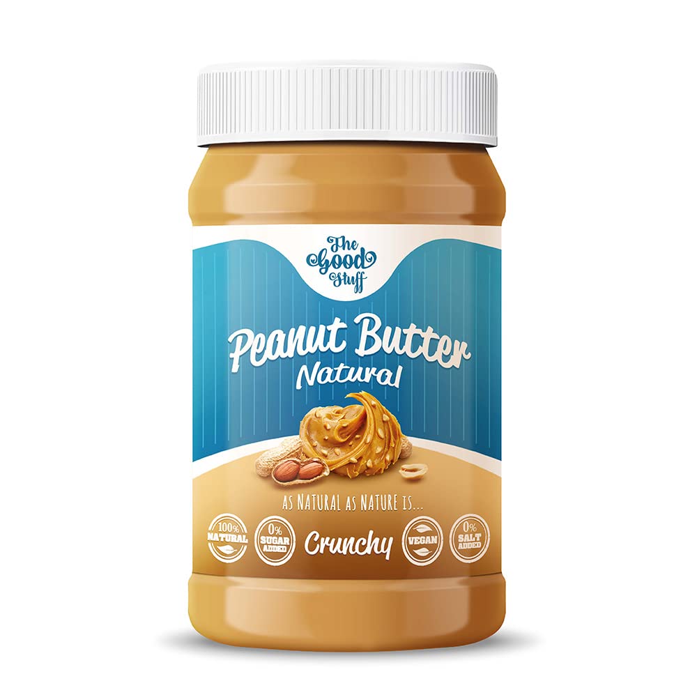 The Good Stuff All Natural Peanut Butter Crunchy | Unsweetened, Protein Rich, No added Salt, Vegan, Gluten Free | Pack of 1-1kg