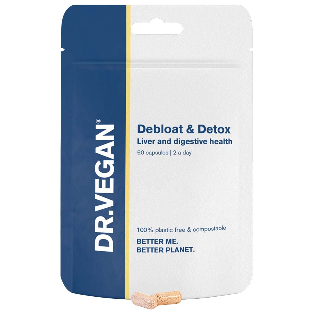 DR.VEGAN Debloat & Detox | Bloating, Digestion, Liver Support | Vitamins & Supplements | 60 Capsules - 30 Day Supply