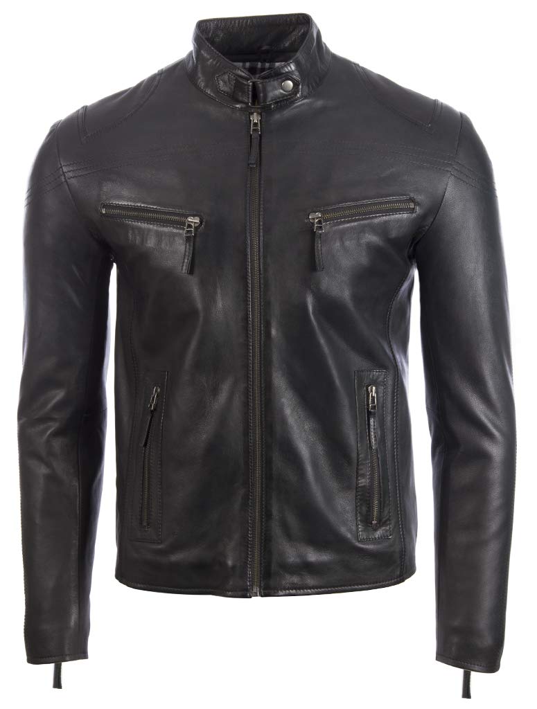 AviatrixMen's Real Leather Classic Biker Fashion Jacket (UH2P)