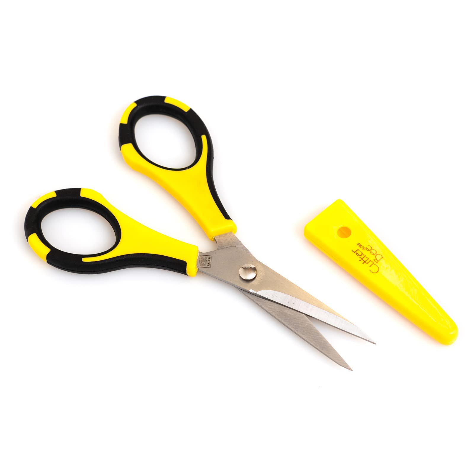 EK Tools Cutter Bee Precision Craft Scissors, Small, Yellow and Black, Package Includes 1 Ergonomic Scissor and 1 Protective Safety Cover, For Cutting, Paper, Herbs, and More