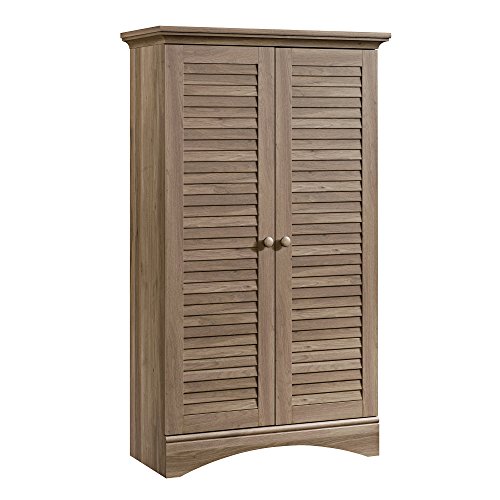 SauderHarbor View Storage Pantry Cabinet, L: 35.43" x W: 16.73" x H: 61.02", Salt Oak