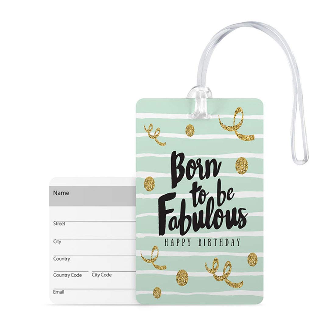 100Yellow100yellow® Born to Be Fabulous Luggage Tags, Bag Tag Travel Id Labels Tag for Baggage Suitcases Bags with Silicon- Ideal for Travel