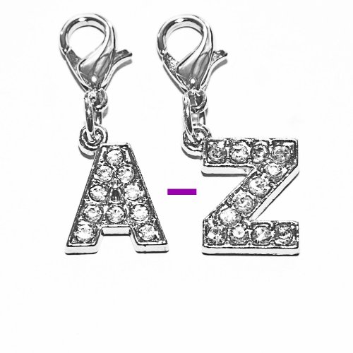 Diamante Bling Clip On Alphabet Letter Charm (P)