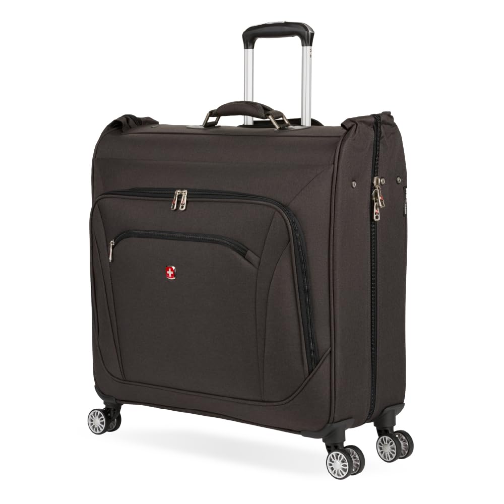 SwissGear 7895 Premium Rolling Garment Bag, Heather Grey, 24" Spinner Edition