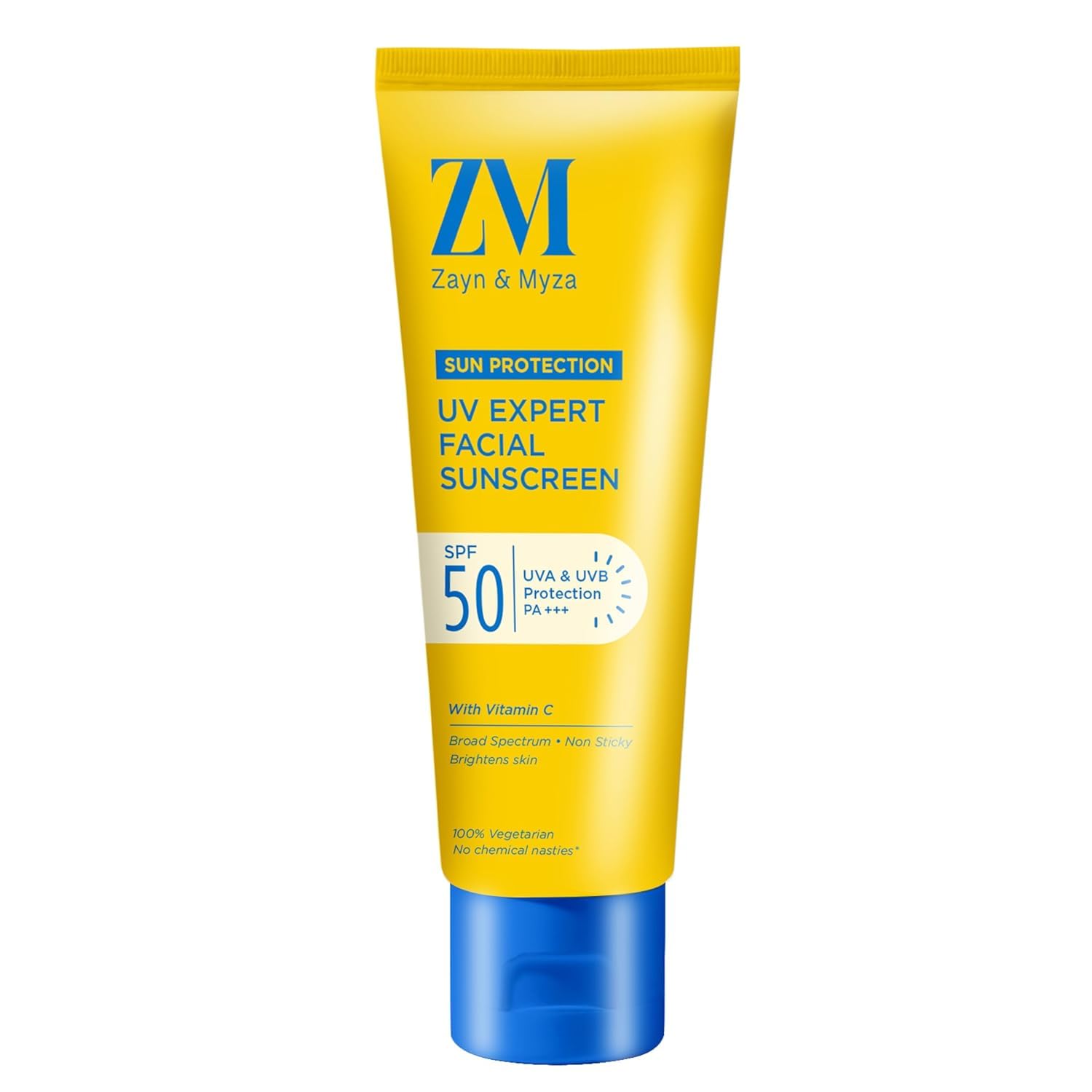 ZM Vitamin C UV Expert Hydrating Gel Sunscreen SPF 50 PA +++ For Bright & Glowing Skin | Non-Greasy, Quick-Absorbing | No White Cast | UVA UVB Sun Protection | Sunscreen For Women & Men - 50 gm