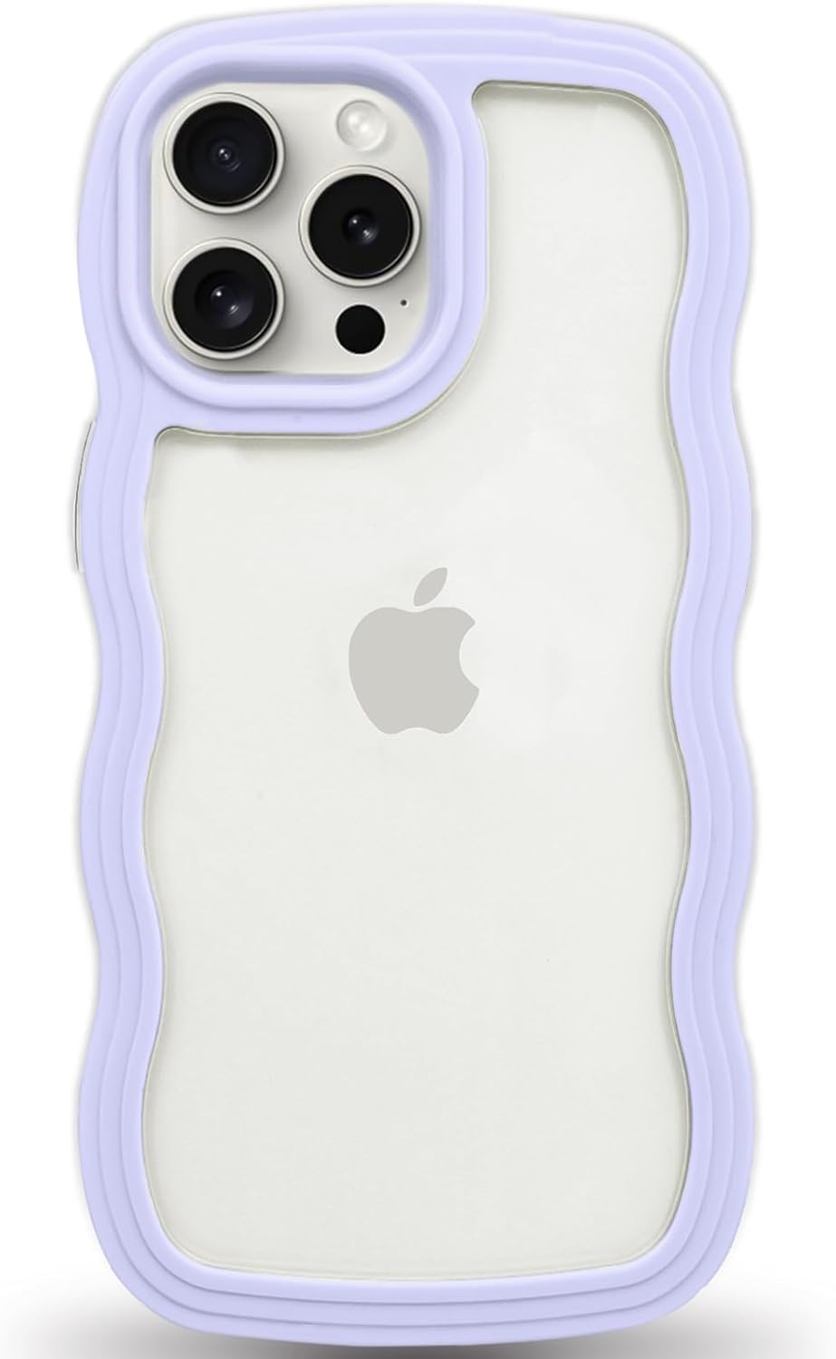 Soomio Back Cover Compatible with iPhone 14 Pro Max, Cute Curly Wave Frame Clear Case for Girls Women, Transparent Soft Silicone TPU Bumper Shockproof Protective Cover for iPhone 14 Pro Max (Purple)