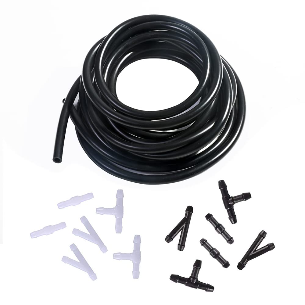 VAGURFO Windshield Washer Hose Kit, Washer Fluid Hose 4 Meter with 12 Pcs Hose Connectors,Windshield Washer Line for Most Windshield Washer Nozzle Installation, Connect Car Water Pump and Nozzles