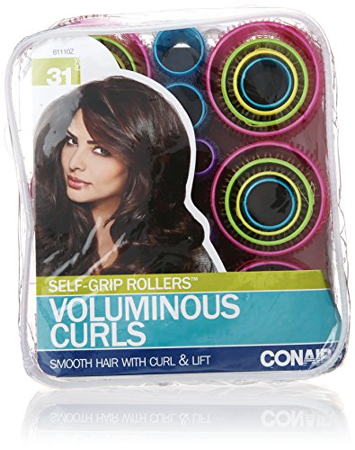 Conair Heatless Curlers- heatless curls overnight - Hair Rollers for Lift & Volume - Assorted Sizes and Colors - Velcro Rollers - 31 Count w/storage case