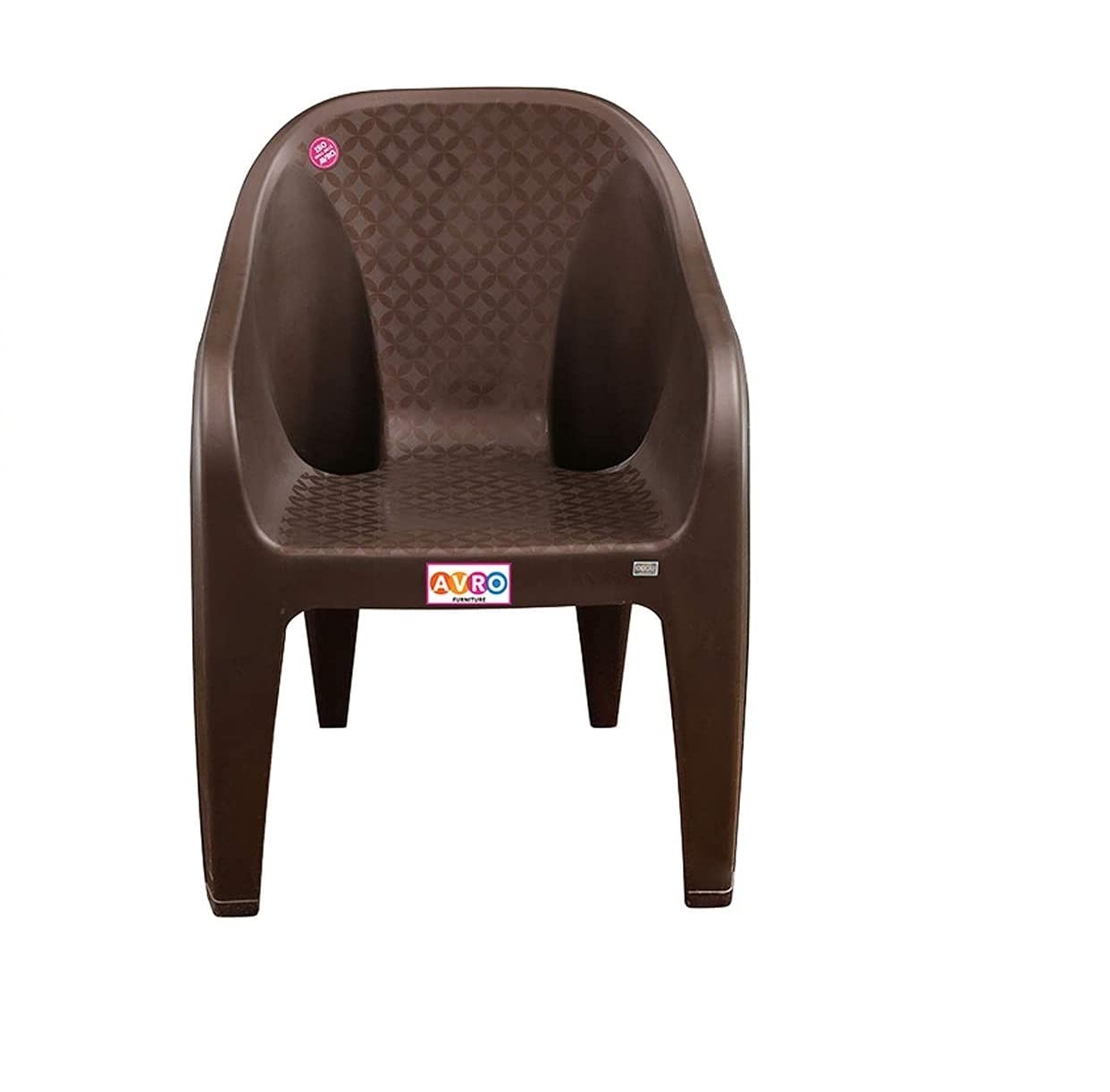 AVRO Plastic Chairs |9100 Single Chair | Matt and Gloss Pattern | Plastic Chairs for Home, Living Room| Bearing Capacity up to 200Kg | Strong and Sturdy Structure | 1 Year Guarantee, Brown