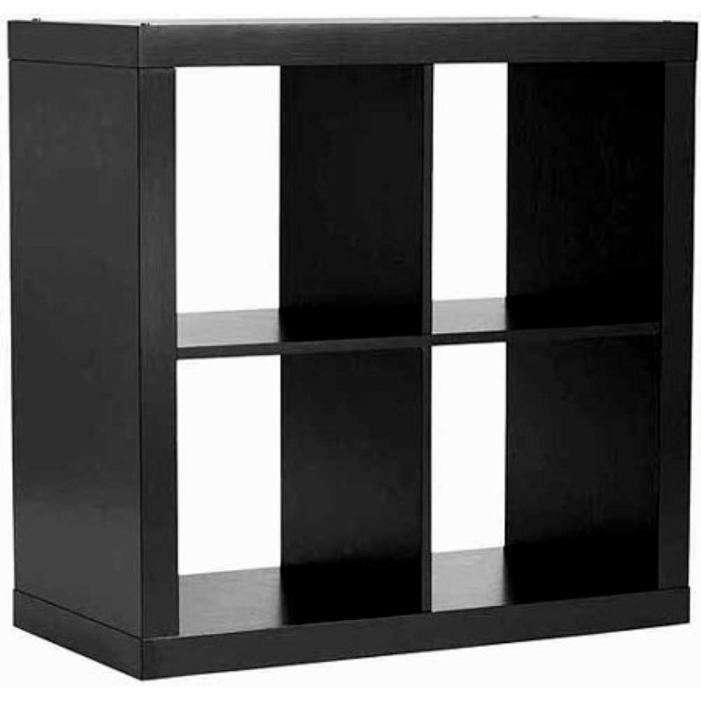 Better Homes and Gardens Bookshelf Square Storage Cabinet 4-Cube Organizer (Solid Black)