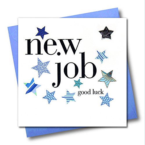 Claire Giles Hearts and Stars Good Luck in Your New Job Card - Blue, HNS102