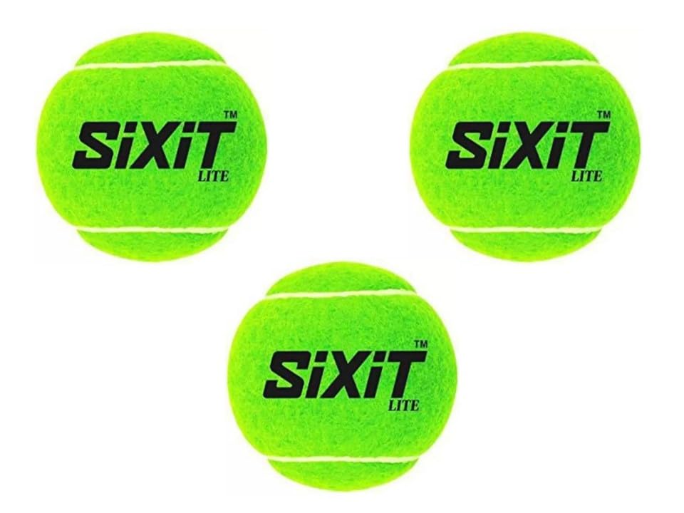 SixIT Lightest Cricket Tennis Ball (Pack of 3, Green, 66 mm, Lightest, 70-80gm)