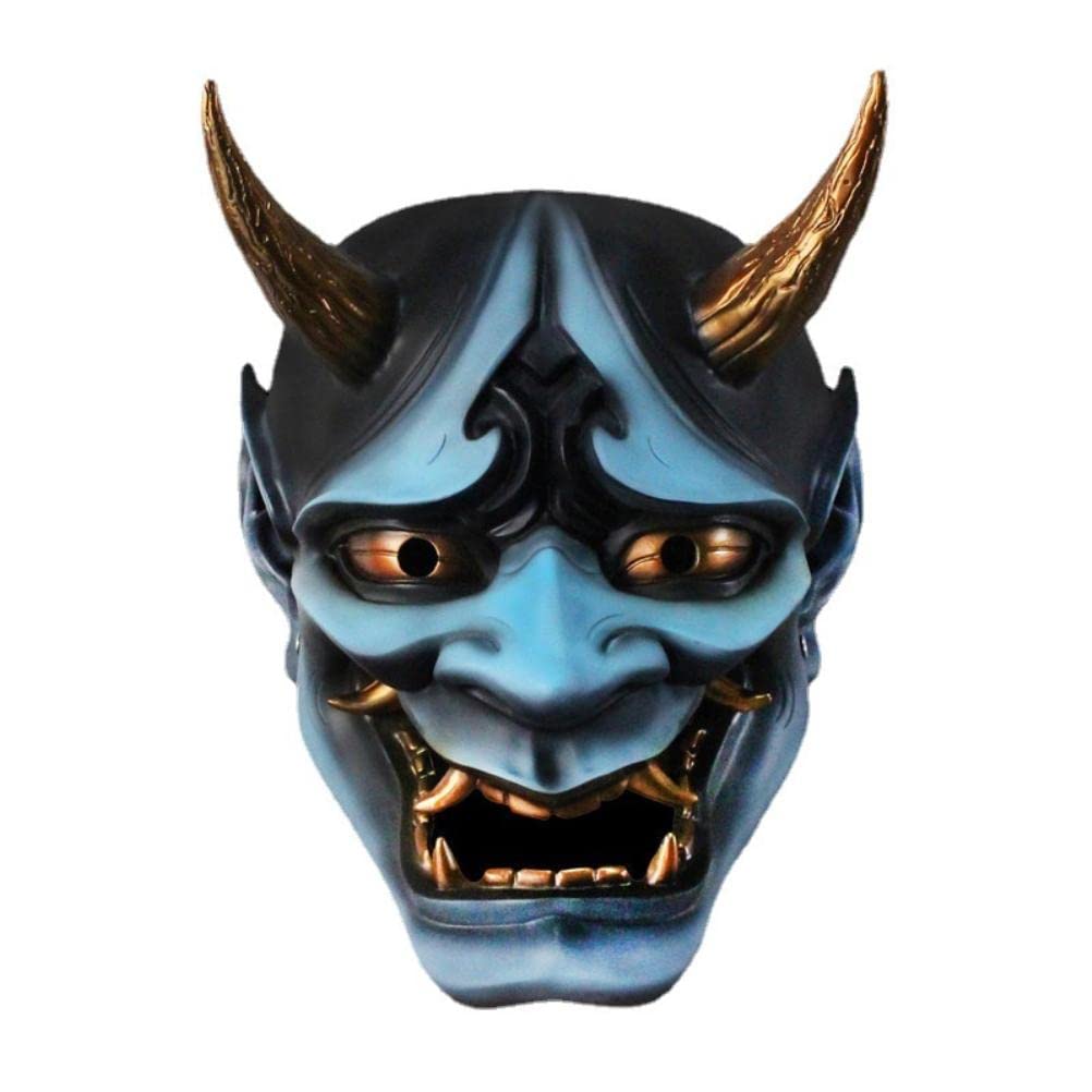 Kangmeile Japanese Samurai Mask Hannya Oni Samurai Resin Mask, Halloween Demon Costume Mask, Japanese Samurai Cosplay Mask