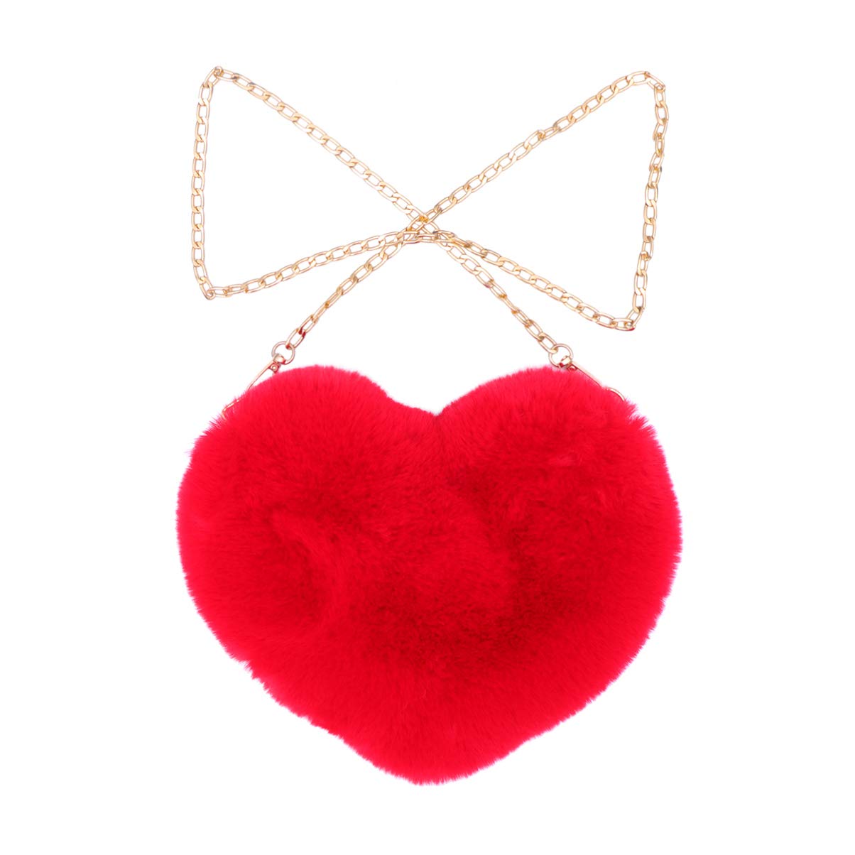 TENDYCOCOShoulder Bag Plush Peach Heart Shape Bag Chain Shoulder Bag Women's Shoulder Bag for Women Lady