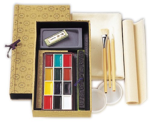 Kissho Japanese Painting Paint, Face Color, Ink Painting Set, No. 1, Made with 12 Colors