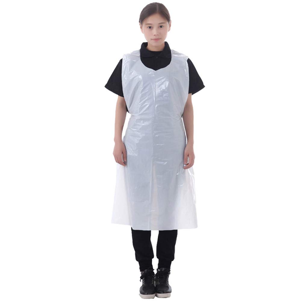 POOPOOAA 100pcs Plastic waterproof apron shop barbecue factory oil-proof apron