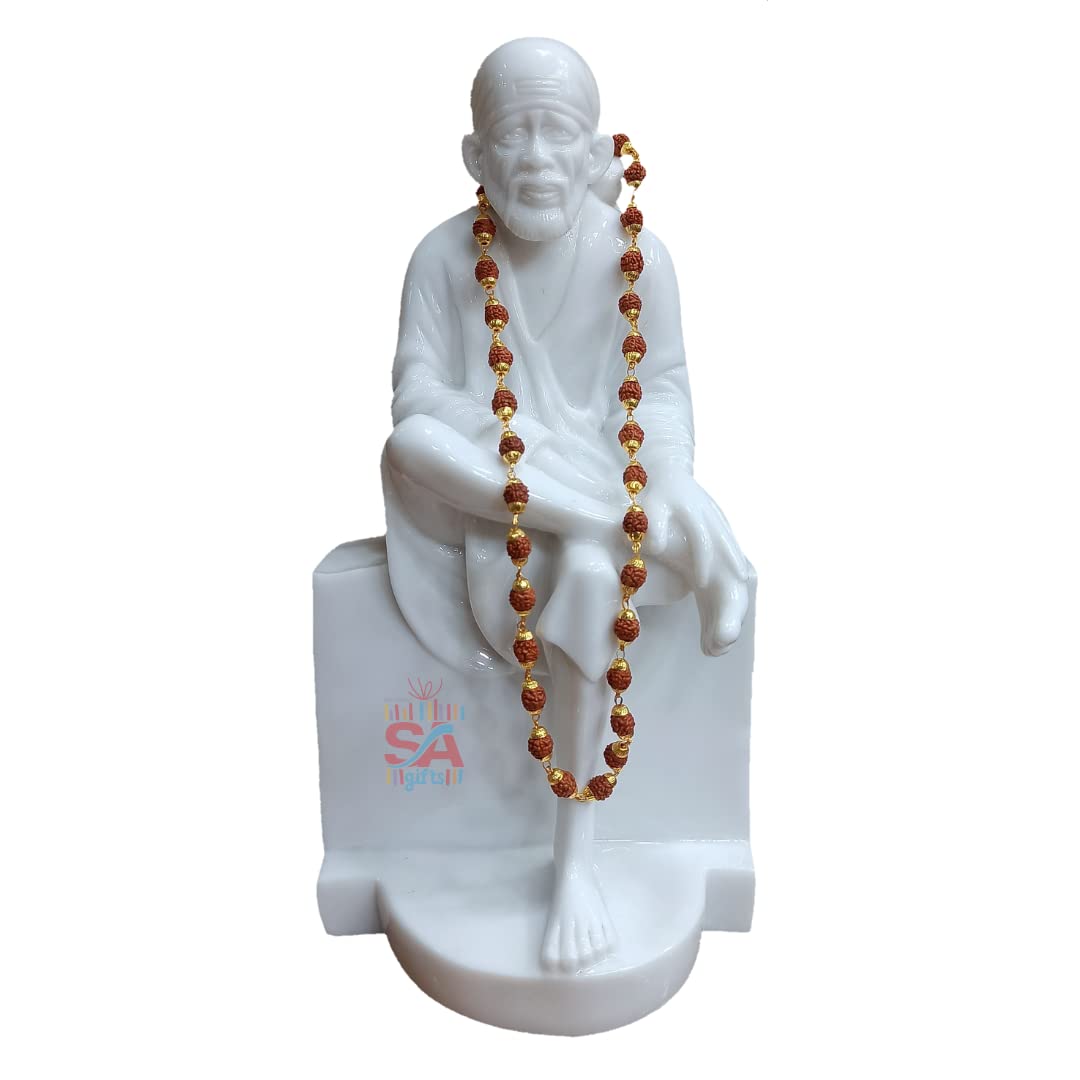 Sai Amrut Gifts Dust Marble Sai Baba Statue Decorative Showpiece - 12Inch (Marble, White)