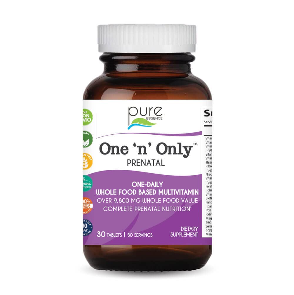 PURE ESSENCE LABSOne n Only Prenatal Vitamins - A Once-per-Day Multivitamin Support with Iron, Natural Herbs, Superfoods and Folate - 30 Tablet