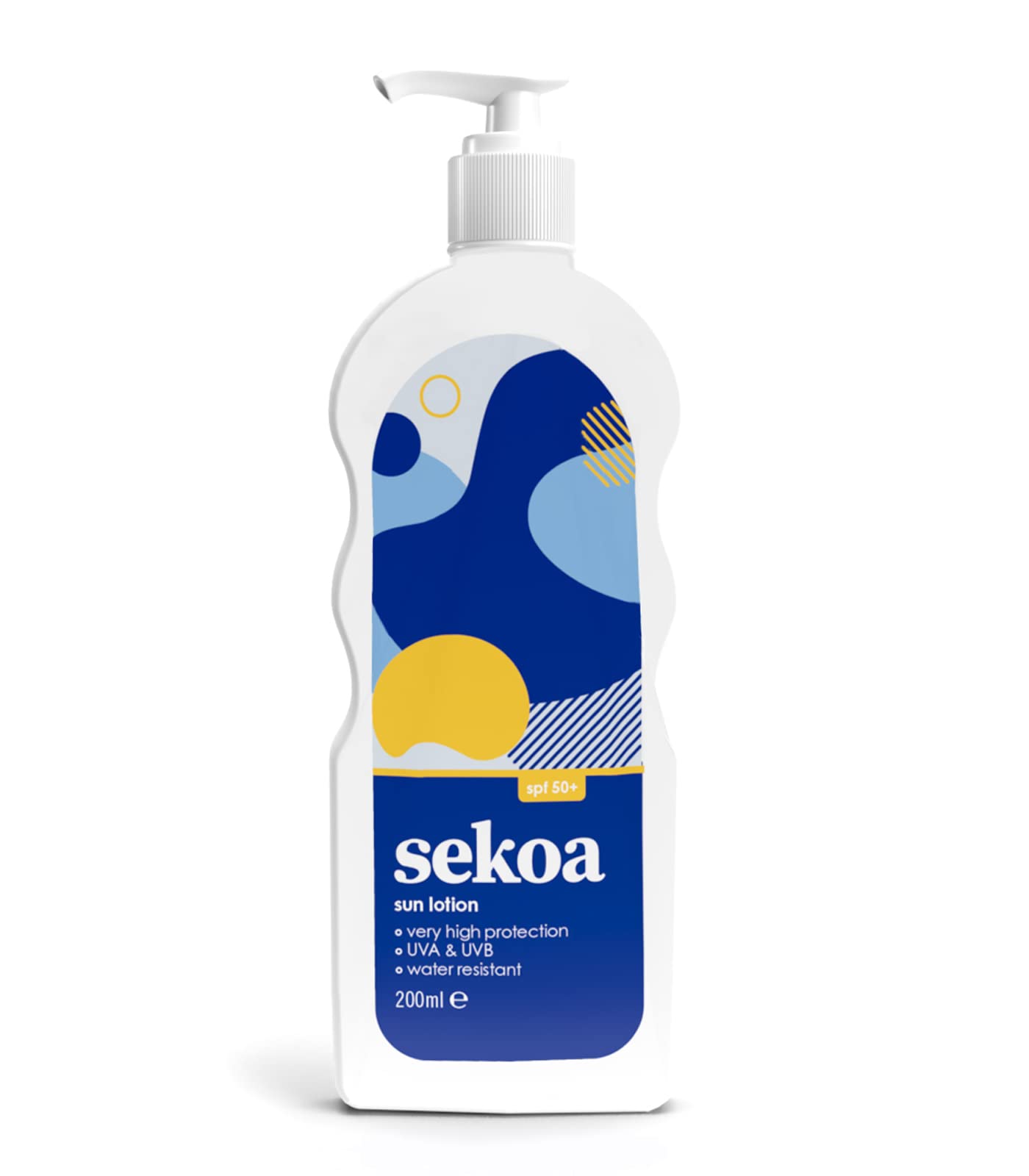 Sekoa Sun Lotion SPF50+ 200ml | Water Resistant | Very High UVA and UVB Sun Protection | Vegan Suncream