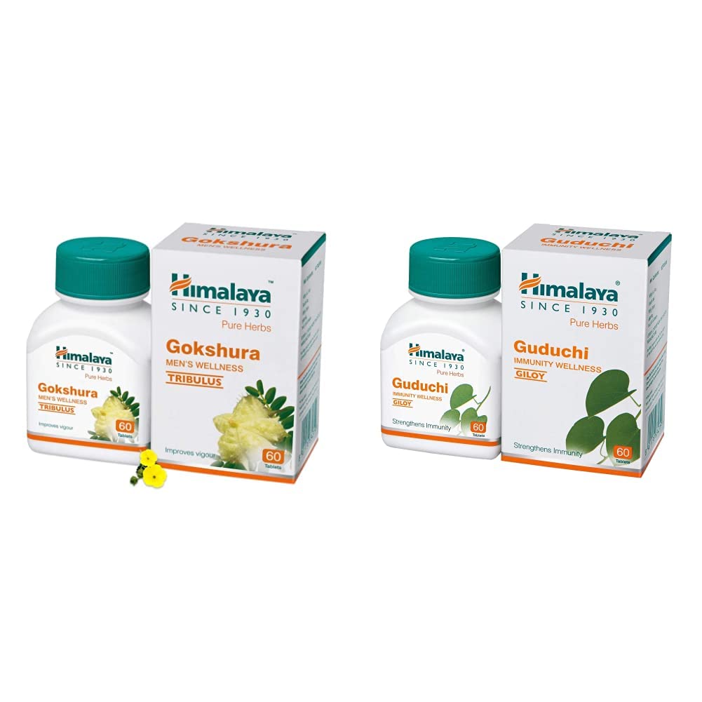 Himalaya Wellness Pure Herbs Men's Wellness Tablets - 60 Pieces (Gokshura) & Himalaya Wellness Pure Herbs Guduchi Immunity Wellness - 60 Tablet