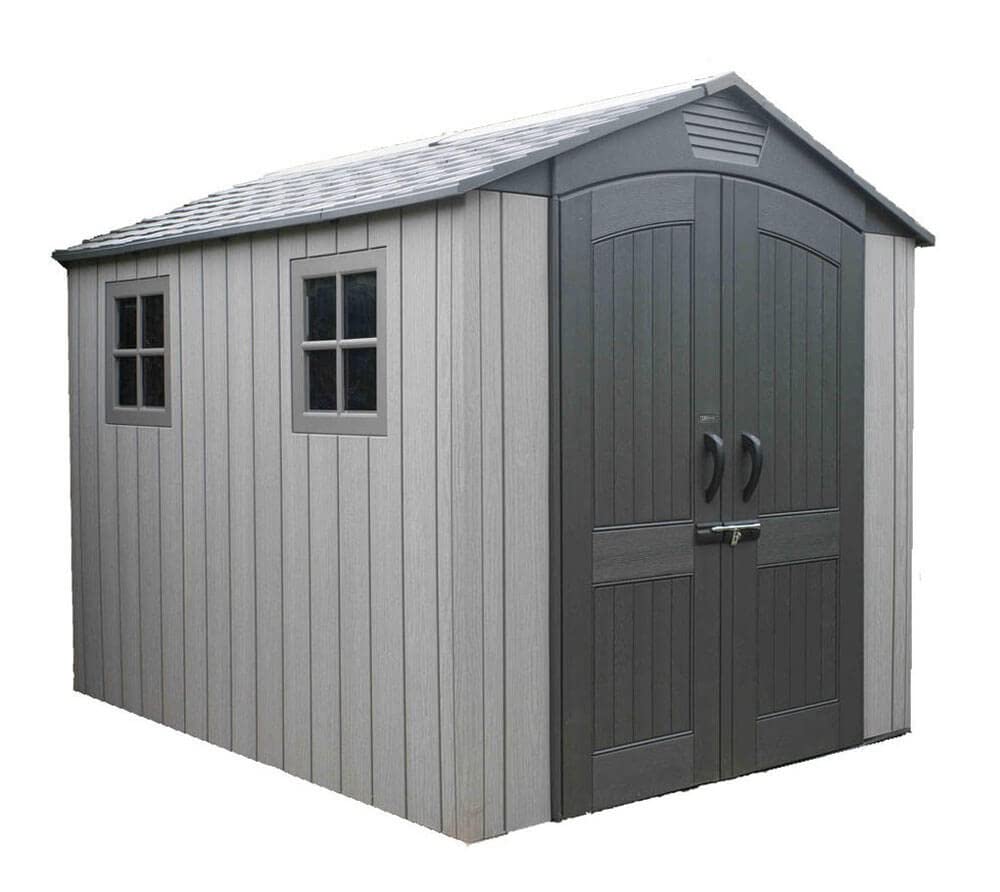 LIFETIME Plastic Garden Shed Luna (204 x 285 x 227 cm, Light Grey) Plastic Tool Shed Garden Shed Plastic Garden Shed and Tool Shed