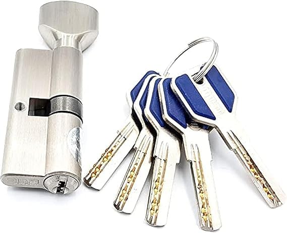 Msvilla lock cylinder ISO9001,5 computer keys with rubber grip, spanish product for all kinds of door handles (80mm (keys+knobe), Silver)