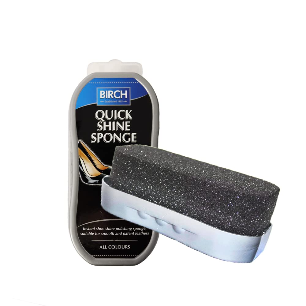 Birch Quick Shine Sponge Neutral - Clear Polish Sponge Gives Instant Gloss, For Leather Shoes Boots Bags, Birch Perfect Express Shine for Any Colour Shoes