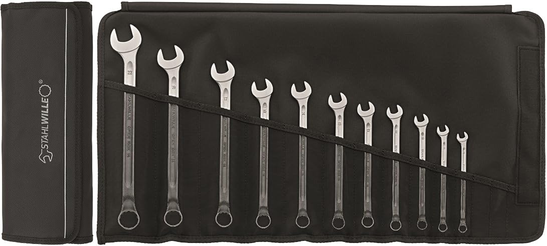 Stahlwille96401006 14/11 Combination Spanner Set, Open-Box Long, 11 Piece Set, 8.0-22mm Range, High-Performance Quality, Chrome-Alloy-Steel, Made in Germany