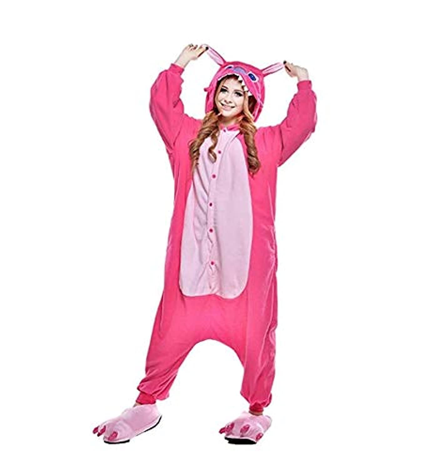 GenericUnisex Stitch Onesies, Cartoon Pajamas Cosplay Costume Sleepwear - SIZE L, Pink