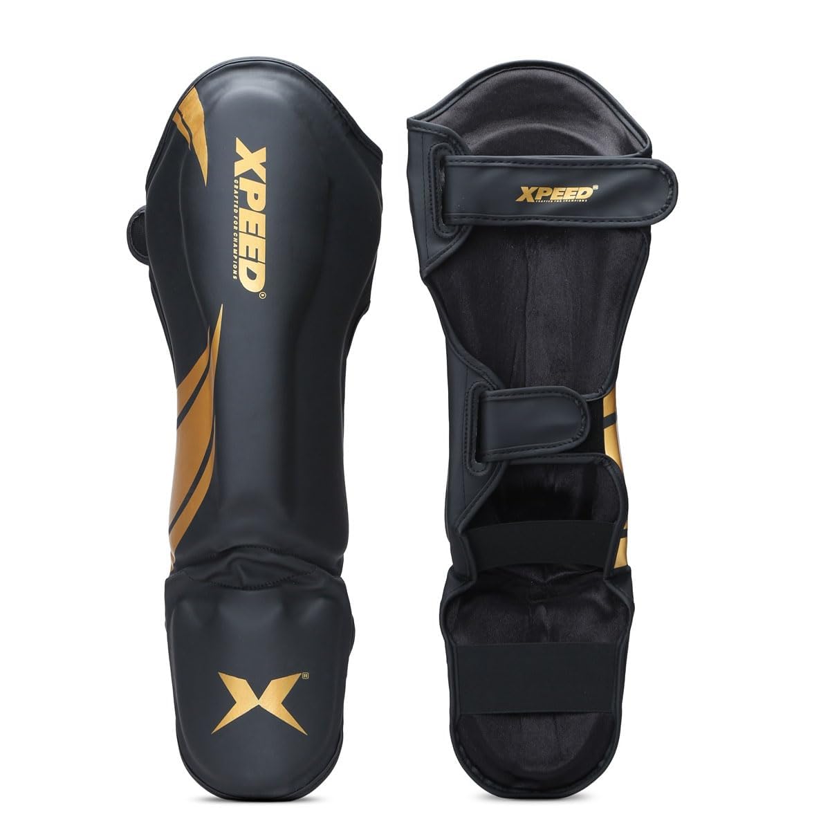 XPEED XP1806 Shin Pad/Shin Guard for Men and Women | Training Practice and Sports | Ultra Light Weight Shinguard with Ankle Adjustable | Hook and Loop Closure System (L, Yellow)