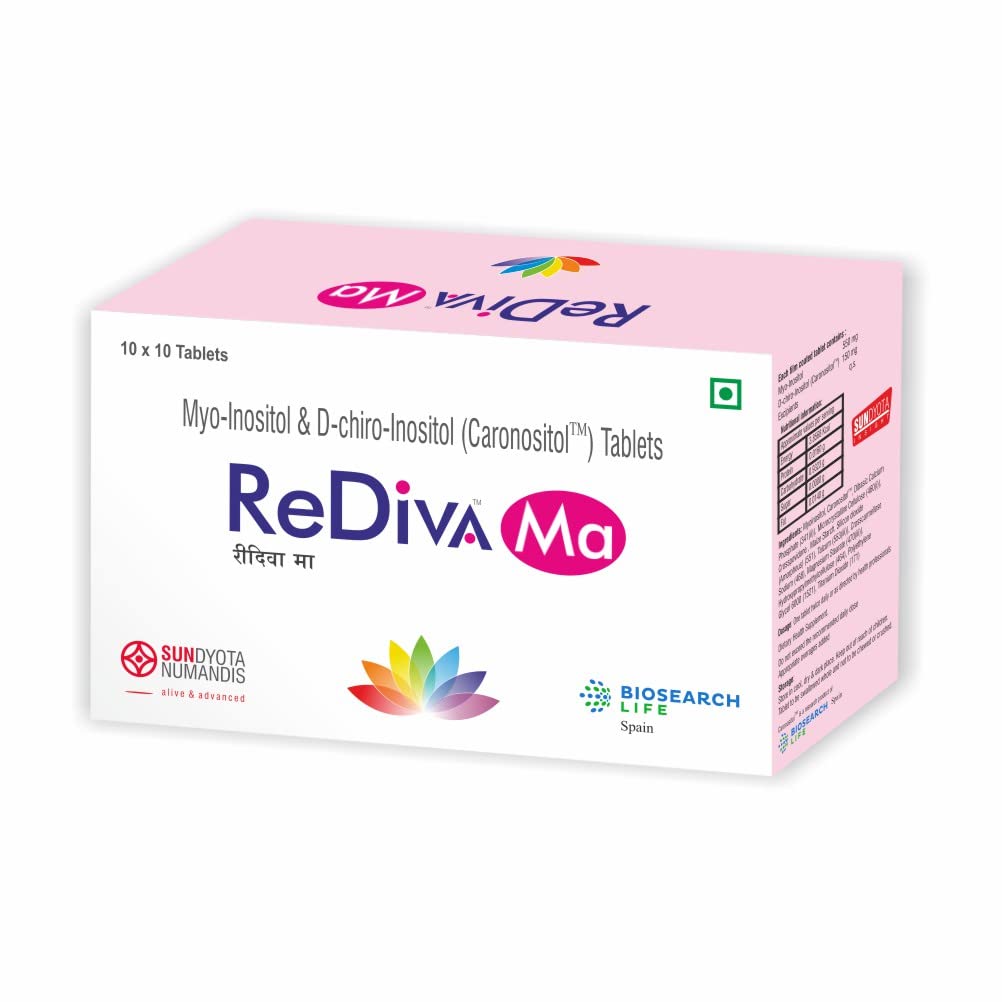 Sundyota'S Rediva Ma - D-Chiro Inositol And Myo Inositol PCOS Supplement For Women - Helps Manage PCOS Symptoms, Regularize Menstrual Cycle And Improve Fertility In Women (60)