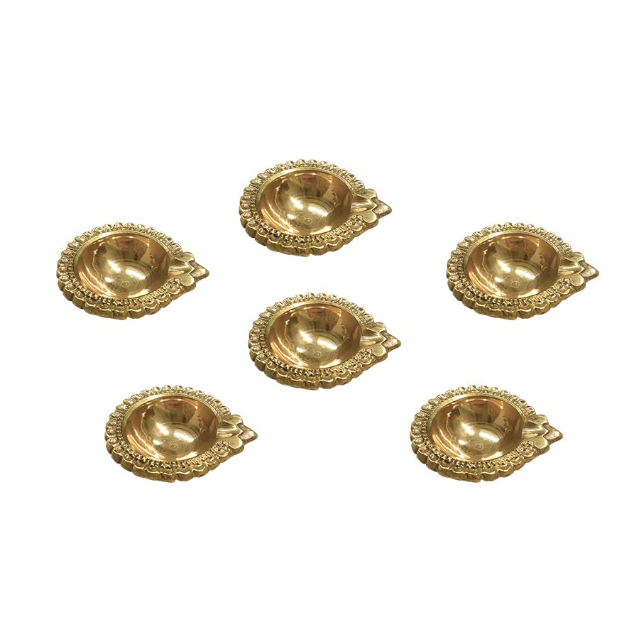 Shubhkart Nitya Brass Dhan Kuber Diya for Daily Puja & Festival Time| Pack of 6 |180g| Traditional Kuber Deepak for Home & Office| Unique Decorative Item