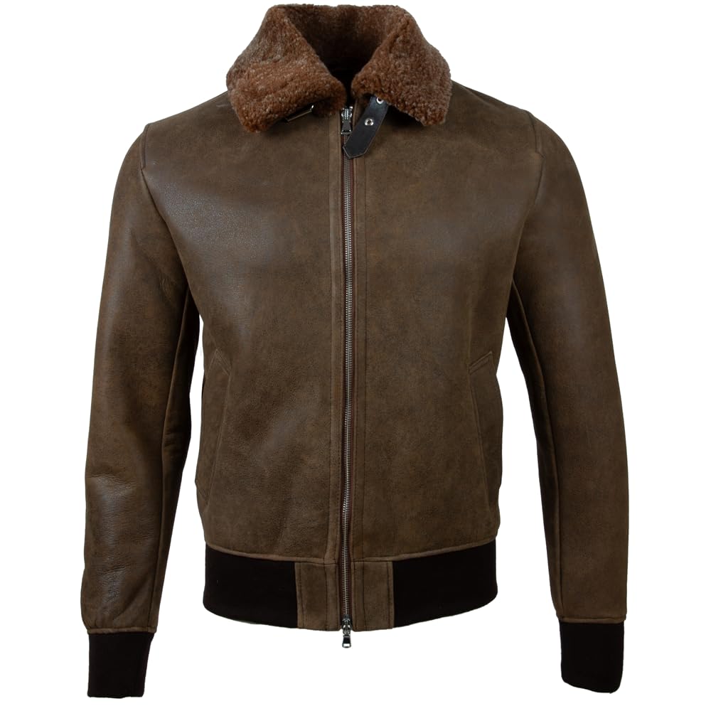 AviatrixMen's Real Shearling Leather Pilot Aviator Bomber Jacket (FE79)