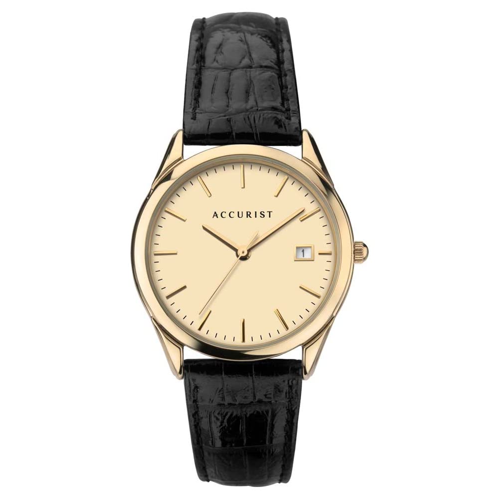 AccuristMen's Quartz Leather Strap Watch (25JIE16)